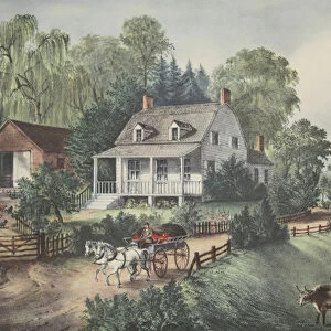 American Homestead - Summer, pub. 1868, Currier & Ives (colour litho)