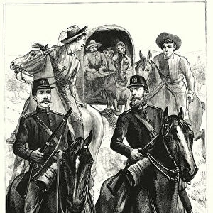 "An escort of two police was sent to give them safe conduct from any attack of bushrangers"(engraving)