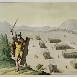 Ancient Celts or Gauls in Battle, c. 1800-18 (colour litho)