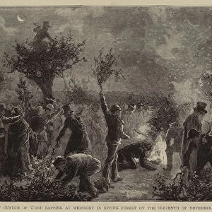 The Ancient Custom of Wood Lopping at Midnight in Epping Forest on the Eleventh of November (engraving)