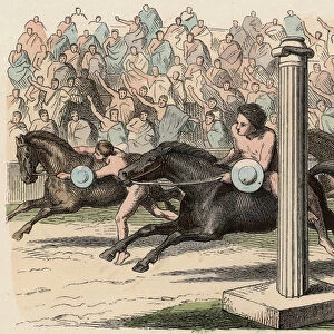 Ancient Greece: Sport: Mounting and dismounting from a horse at speed