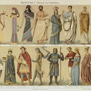 Ancient and medieval costumes (colour litho)
