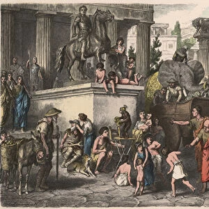 Ancient Rome: Street Scene, 1866 (coloured engraving)