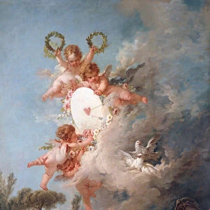 The Angel Detail Love Target. Painting by Francois Boucher (1703-1770) 1758 Sun