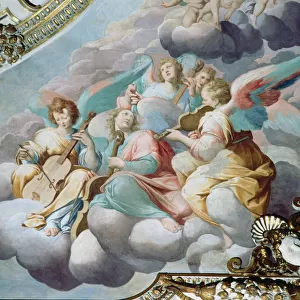 Detail of angel musicians from the vault of the choir (fresco)