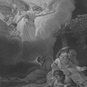 The Angels appearing to the Shepherds, St Luke 2, Verse 8-21 (engraving)