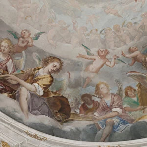 Angels, musician angels and puttos, detail of Paradise with eternal Father, c