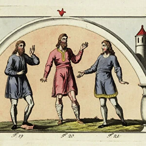Anglo-Saxon men in tunics. 1796 (engraving)