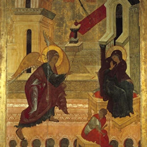 The Annunciation Russian Icon from 1560. Russia. Monastere Solonsky