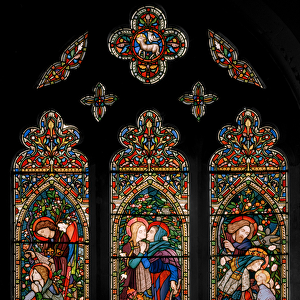 The Annunciation, the Visitation, and the Nativity, c. 1860 (stained glass)