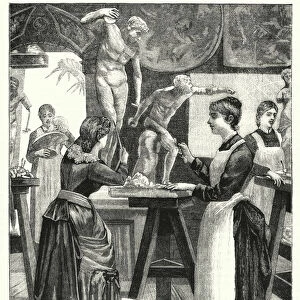 The antique modelling class, South London Technical Art School (engraving)
