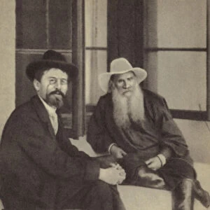 Anton Chekhov and Leo Tolstoy (b / w photo)