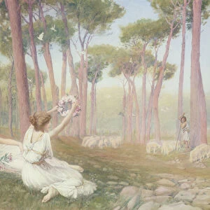 Aphrodite offering Helen to Paris, 1905 (w / c on paper)