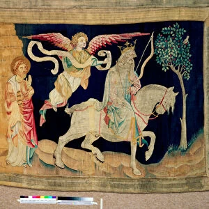 Apocalypse Tapestry, Cartons of the painter Hennequin de Bruges, atelier Nicolas Bataille. First piece. no 9, Premier sceau: Le vainqueur au cheval blanc, 1373-1380 (textile)