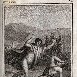 Apollo and Hyacinthos (Death of Hyacinthe) Engraving of 1819 in "