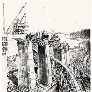 Approaches to the Gatun Lock, plate VI from The Panama Canal by Joseph Pennell