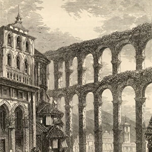 Aqueduct at Segovia, Spain, illustration from Spanish Pictures by the Rev