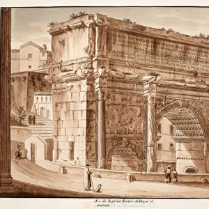 The Arch of Septimius Severus, excavated and surrounded by a wall