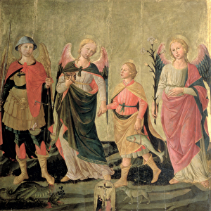 The Three Archangels and Tobias (tempera on panel)