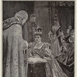 The Archbishop of York putting the Sceptre into the Queens Hand (litho)