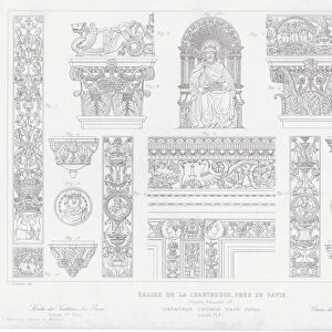 Architectural details from the Certosa di Pavia, Italy (engraving)