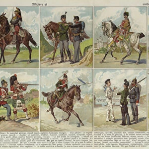 Army officers and soldiers (chromolitho)