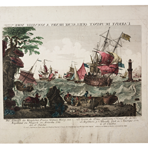 The Arrival of Prince William Henry to New York, c. 1781 (hand-coloured engraving)