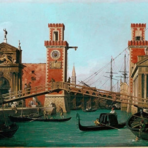 The Arsenal Bridge in Venice Painting by Giovanni Antonio Canal called the Canaletto