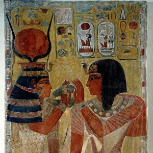 Art of ancient Egypt: King Sethi I and goddess Hathor, comes from the tomb of Sethi I