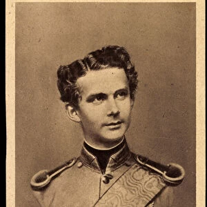 Artist Ak Konig Ludwig II von Bayern Wittelsbach in uniform (b / w photo)