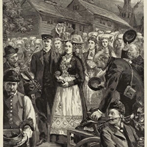 Our Artist in Norway, a Peasants Wedding at Vossevangen (engraving)