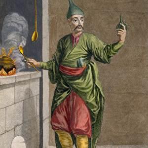 Ast-Chi, the Sultans Chef, c. 1708 (coloured engraving)