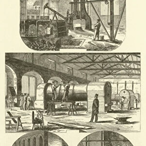 Ateliers de construction des locomotives du Great-Western Railway, a Swindon (engraving)