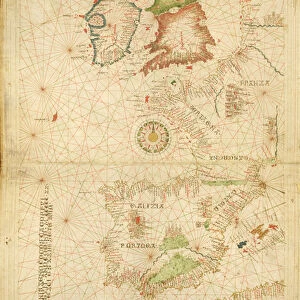 The Atlantic Coasts of Europe and Africa, from a nautical Atlas, 1520 (ink on vellum)