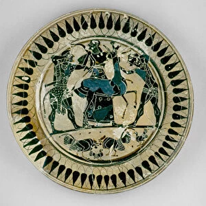 Attic black-figure plate decorated with a scene of Heracles