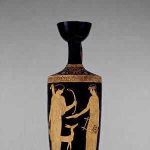 Attic red-figure lekythos decorated with Apollo and Artemis with a deer