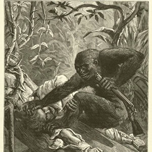 Au Congo, La Chasse Au Gorille (engraving)