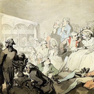 An Audience Watching a Play, c. 1785 (pen and ink and w / c on paper)
