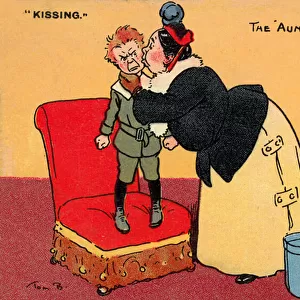 The Auntie kiss (colour litho)