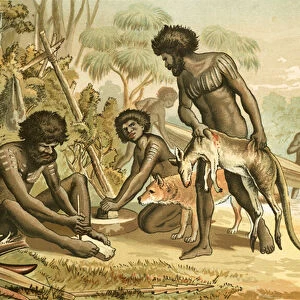 Australian Aborigines preparing a meal