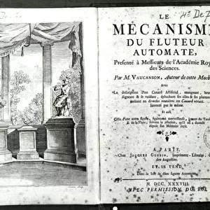 Automatons, illustration of the frontispiece from Le Mecanisme du fluteur