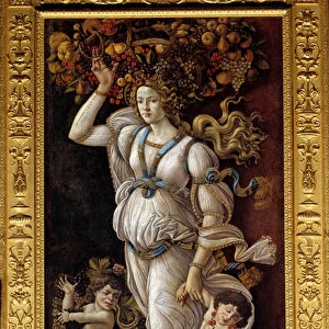 Autumn or allegory against wine abuse A young woman carrying on her head a basket full of