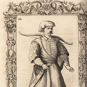 Azap or Azab, galley archer of the Ottoman Empire, 16th century. 1859-1860 (engraving)