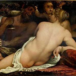 The bacchante, Venus, satyr and two cupids, detail (oil on canvas, ca. 1588)
