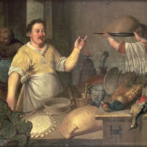 A Baker Preparing Pies (oil on canvas)