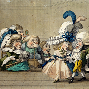 The Ball, c. 1790 (hand-coloured engraving)