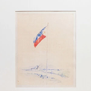 Bandera Filipina, also known as souvenir de 1899, (watercolour on paper)