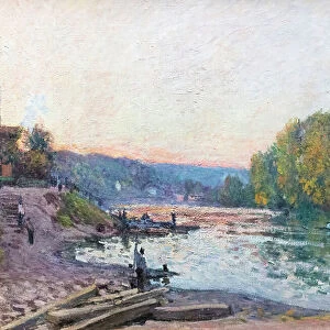 Banks of the Seine, sunlight effect at dusk, date unknown (oil on canvas)