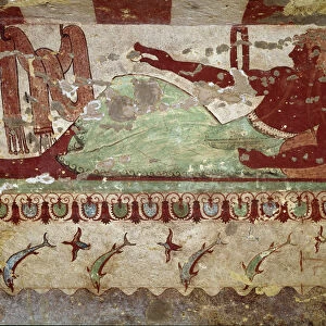 Banquet scene. (Detail of fresco, 520 BC)