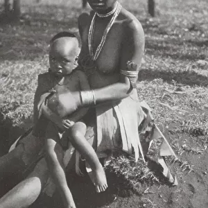 Bantu-Mutter mit Kind (b/w photo)